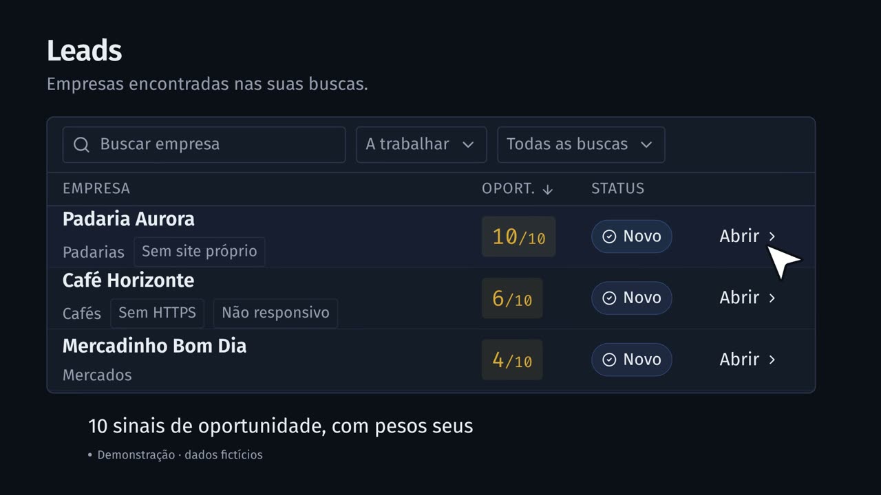 Leadly — da busca local ao próximo contato